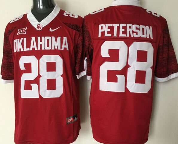 Men Oklahoma Sooners #28 Peterson Red Nike 2025 NCAA Jersey style 1